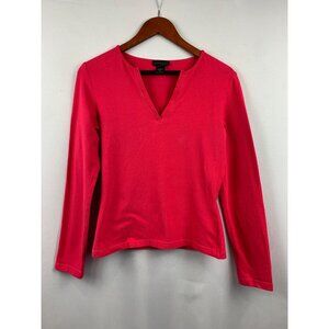 Express V-Neck Long Sleeve Top Womens S Pink Red